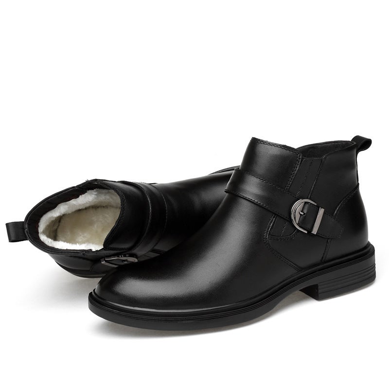 Men'S Business Dress High-Top European Embossed Crocodile Pattern Cow Leather Winter Fleece-Lined Warm Gentleman Men'S Boots Plus Size - Image 5